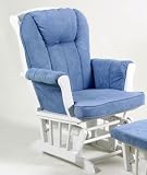 Stork Craft Sleigh Glider in White With Blue Cushion