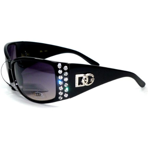 DG Eyewear Rhinestone Bling Black Womans Sunglasses Shades