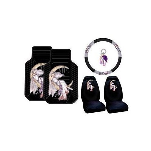 Jessica Galbreth Fairy 6pc Combo Set Front Floor Mats, Seat Covers, Steering Wheel Cover & Keychain