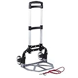 オートヴィヴィッド　折りたたみキャリーカート　ハンドルキャリー　アルミ製　三段伸縮可能　荷締ベルト付き　シルバー