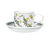 Portmeirion Botanic Garden Drum-Shaped Tea Cup and Saucer Set of 6