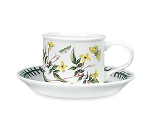 Portmeirion Botanic Garden Drum-Shaped Tea Cup and Saucer Set of 6
