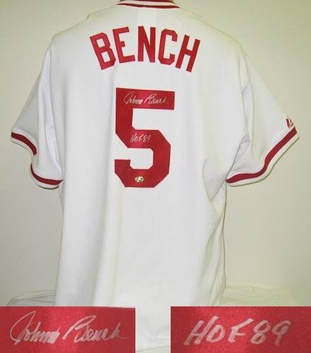 Johnny Bench Autographed/Hand Signed Cincinnati Reds Jersey