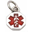 Medical ID Information Charm Sterling Silver 12.5mm