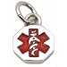 Medical ID Information Charm Sterling Silver 12.5mm