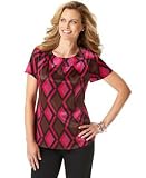 JM Collection Diamond-Print Charmeuse Short-Sleeved Top