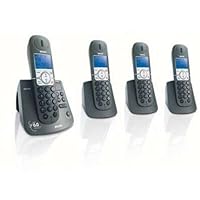 Philips CD4454Q/37 DECT 6.0 Digital Cordless Phone System with 4 Handsets