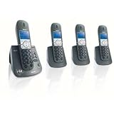 Philips CD4454Q/37 DECT 6.0 Digital Cordless Phone System with 4 Handsets