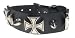 Genuine Leather Buckled Bracelet with Spikes and Iron Crosses