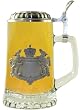 0.4 Liter Glass Beer Stein with Engravable Pewter Bavarian Badge & Lid