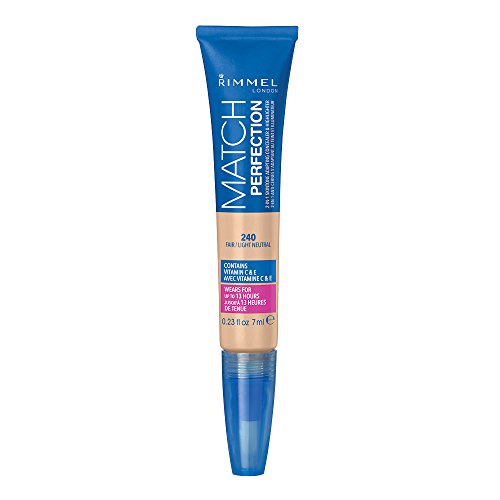 Rimmel Match Perfection 2-in-1 Concealer And Highlighter, Fair/Light Neutral, 0.23 Fluid Ounce