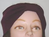 Tn67, Hand Made Double Knit Wine Color Wool Jersey Half Turban for Adults