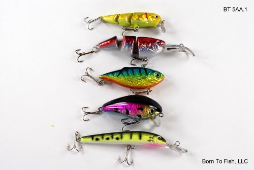 Lot of 5 Crankbait Fishing Lures for Bass Trout A