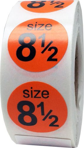 Orange Colored Round Size Stickers that say Size 8 1/2 - Great For Retail Shoe Labels or Apparel - 500 Total