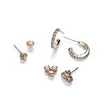 Image of Adrian Buckley Trio pack stud and hoop earrings with light Colorado and Topaz coloured crystals