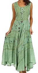 Floral Print Shirred Embroidered Jacquard Goddess Lace-Up Rayon Corset   Waistline  Dress