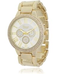 Brinley Co. Womens Stainless Steel Cubic Zirconia Link Watch