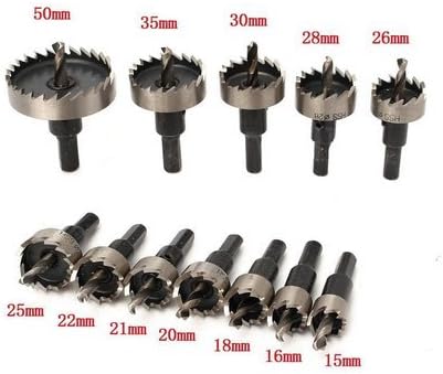 XMJ 12PC Hole Saw Tooth Kit Steel Drill Bit Set Cutter Tool For Metal Wood Alloy (15mm---50mm)