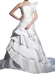 Satin/Taffeta Lace One Shoulder  Dress with a Chapel Train 