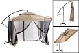 New Tan Instant Gazebo Offset Patio Umbrella W/ Mesh