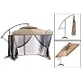 New Tan Instant Gazebo Offset Patio Umbrella W/ Mesh