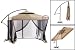 New Tan Instant Gazebo Offset Patio Umbrella W/ Mesh