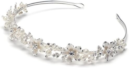 Elegance Collection - Rhinestone Petite Silver Tone Wedding Floral Tiara Bridal Headband