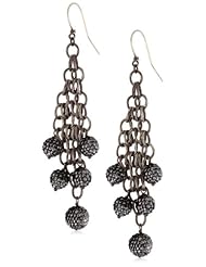 Deanna Hamro Atelier "Woven Mesh" Jet Hematite-Color Pave Ball Earrings