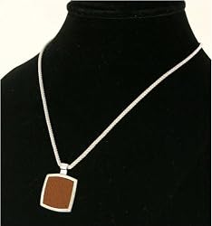 J-Steel by Fyn Studios (TM) Stainless-Steel & Orange-Tan Genuine Leather Pendant Necklace 843332001181