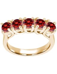 1.35 Ct Round Cognac Red SI1/SI2 Diamond 14K Yellow Gold Ring