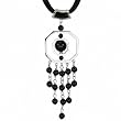 Black Agate Spin Drop Silver Pendant w. Leather Necklace Black Agate Spin Drop Silver Pendant w. Leather Necklace