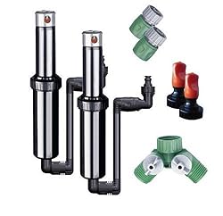 Quick-Snap In-Ground 5-Inch Pop-Up Adjustable Sprinkler 2-Pack With Quick Hose Connectors And Splitter, QSK-742