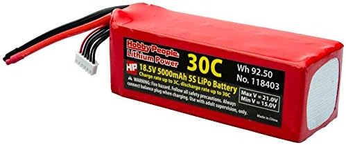 Hobby People 18.5V 5000mah (5S) 30C LiPo Battery - No Plug