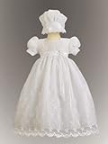 White Embroidered Tulle Christening Baptism Gown - Size M (6-12 Month)