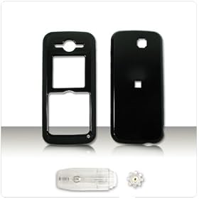 PCMICROSTORE Brand Motorola C168i Solid Black Snap-On Crystal Case Cover with Removable Belt Clip