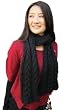 Handmade Acrylic Scarf - Knitting Masterpiece Collection - Cable Design in Elegant Black (100% Knitted by hand/Extra Large)