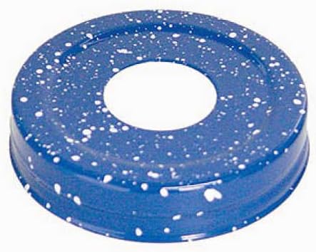 Package of 12 - Blue Speckled Metal Small Mouth Canning Jar Lids with 1-1/16" Hole for making Soap and Lotion Dispensers