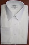 Devin Michaels White Tuxedo Shirt with Point Collar, French Cuff, with Pleats