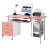 TECHNI MOBILI Wood Computer Desk in Pink and White