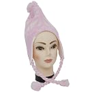 Ladies/Womens Pink Union Jack Thermal Peruvian Winter Hat With Tassels
