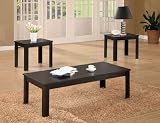 3pc Coffee Table & End Table Set in Black Finish