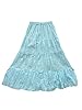 Solid Tiered Lace Gypsy / Bohemian Full / Maxi / Long Cotton Skirt, Sky Blue