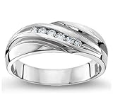 Comfort-Fit Men's Wedding Ring in 14k White Gold or Yellow Gold (H/I1, 1/7 ct. tw.)