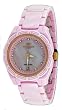 Oniss #ON7702-LRG Women's Rose Trim Crystal Index MOP Dial Pink Ceramic Watch
