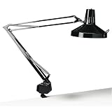 Ledu L445WT Professional fluorescent/incandescent swing arm clamp-on lamp, 40 reach, white