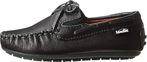 Venettini Kids Boy's 55-Scott (Toddler/Little Kid) Black Crinkled Leather/Hunter Green Leather Loafer 31 (US 1 Little Kid) M