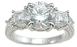 925 Sterling Silver Antique Style 3 Stone CZ Ring