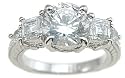 Cubic Zirconia CZ Three Stone Anniversary Engagement Ring Size 5 6 7 8 9
