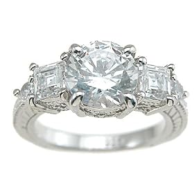 Cubic Zirconia CZ Three Stone Anniversary Engagement Ring Size 5 6 7 8 9 Cubic Zirconia CZ Three Stone Anniversary Engagement Ring Size 5 6 7 8 9