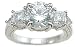 925 Sterling Silver Antique Style 3 Stone CZ Ring
